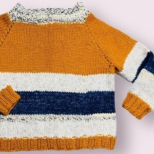 Hand Woven Multicolored Striped Chunky Sweater
